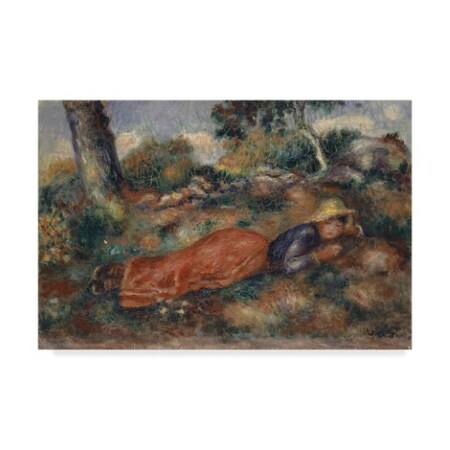 Pierre Auguste Renoir 'Young Woman Lying In The Grass' Canvas Art,30x47
